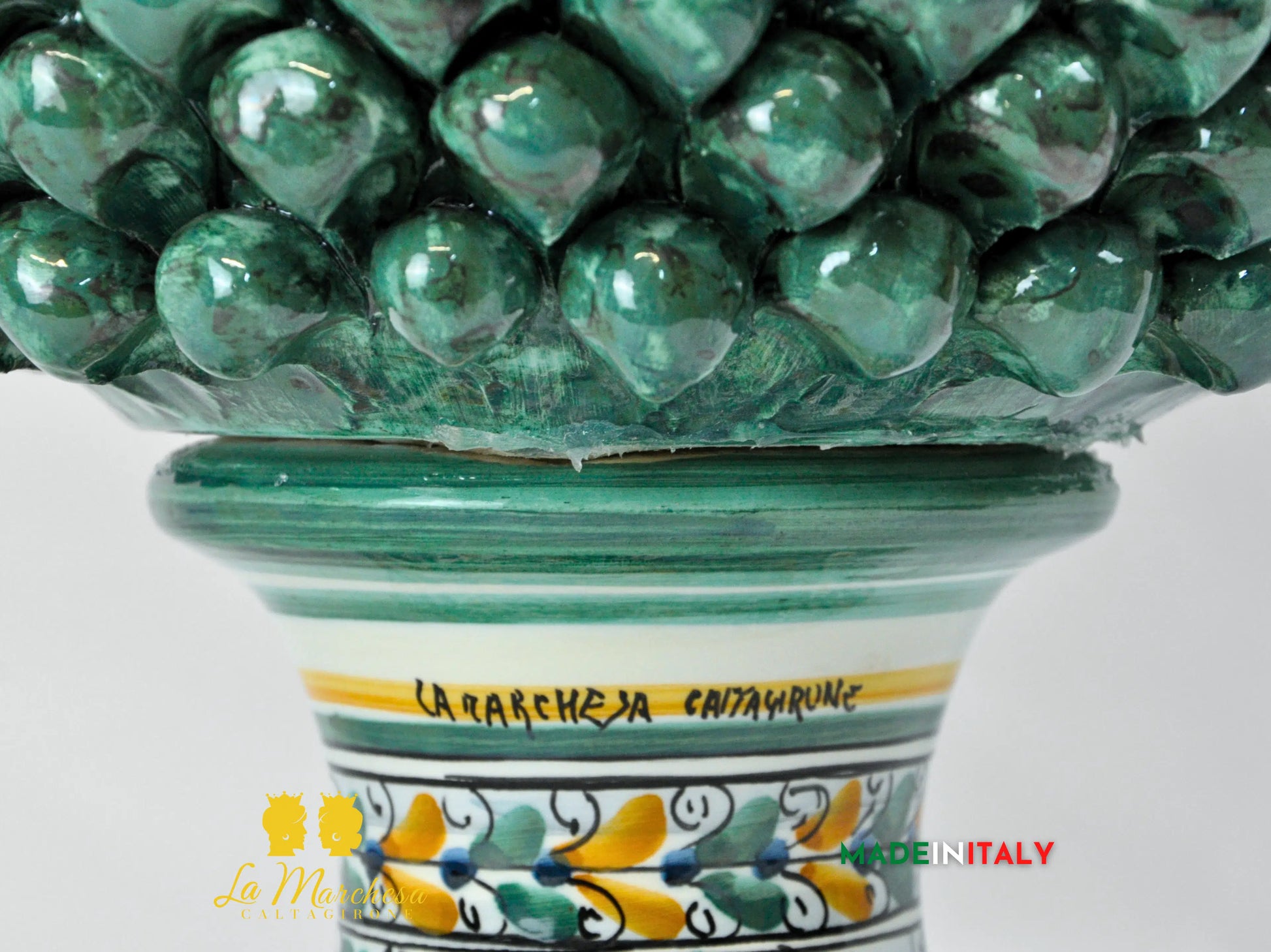  Pigna Siciliana Artigianale in Ceramica di Caltagirone Verde Rame