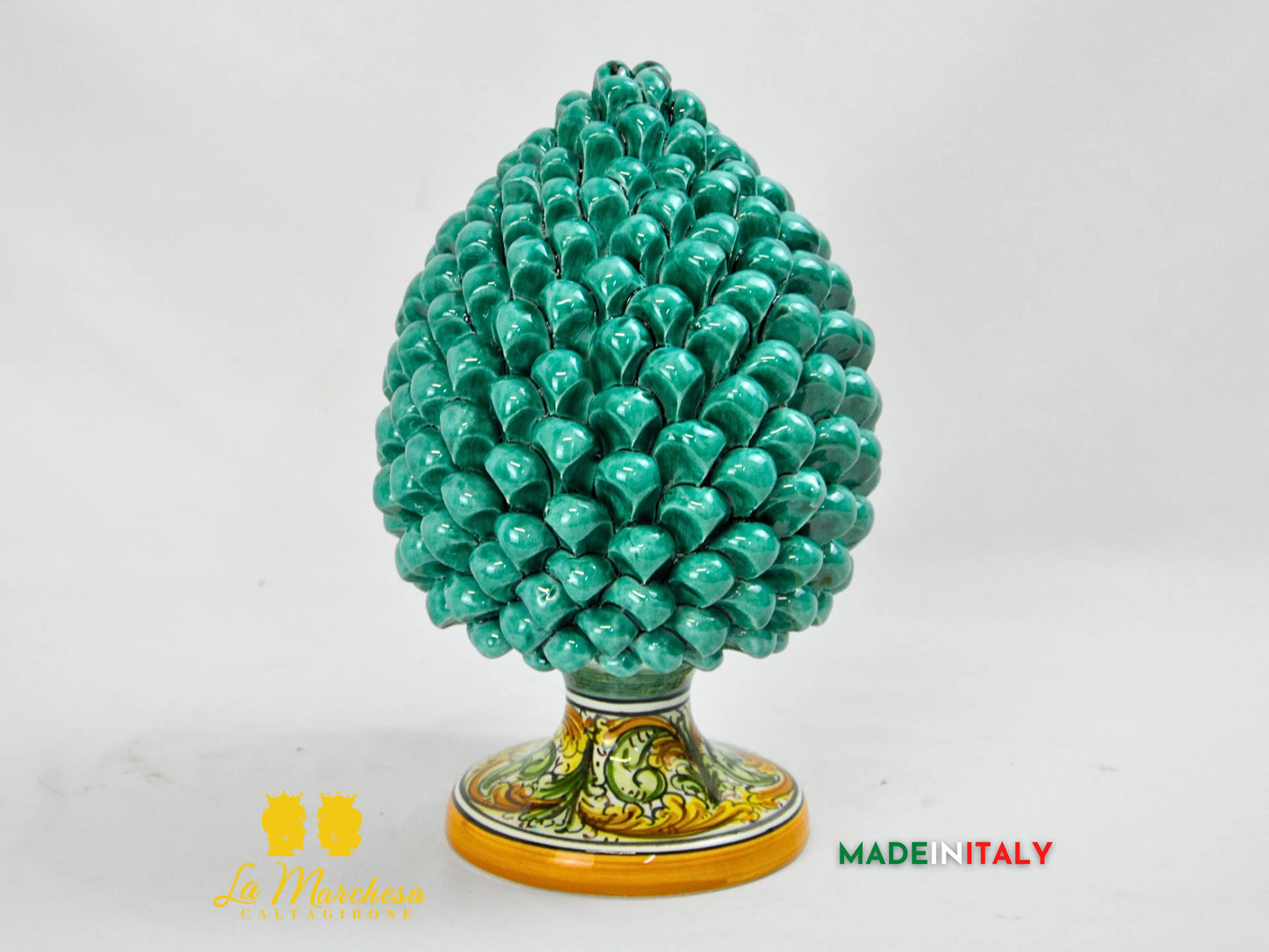 OUTLET - Pigna Siciliana in Ceramica di Caltagirone Verde Rame 31cm