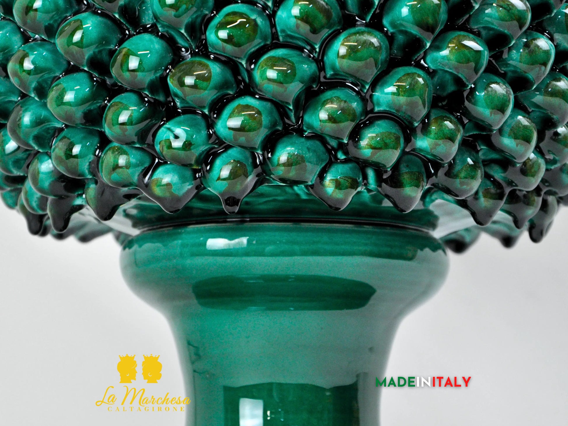 OUTLET - Pigna Siciliana Artigianale in Ceramica di Caltagirone Verde Rame 51cm