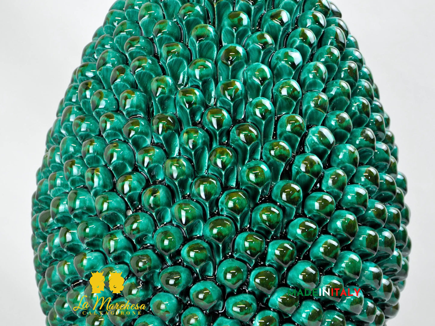 OUTLET - Pigna Siciliana Artigianale in Ceramica di Caltagirone Verde Rame 51cm