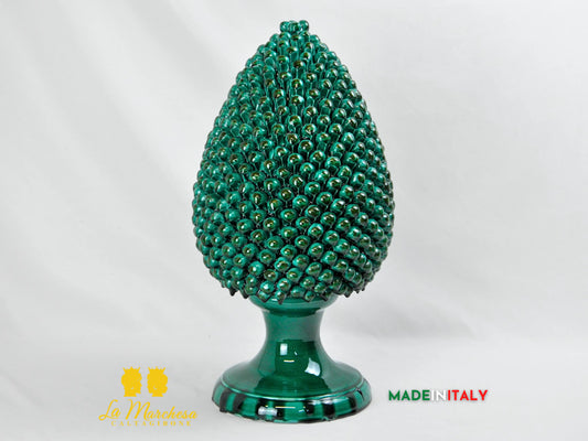 OUTLET - Pigna Siciliana Artigianale in Ceramica di Caltagirone Verde Rame 51cm