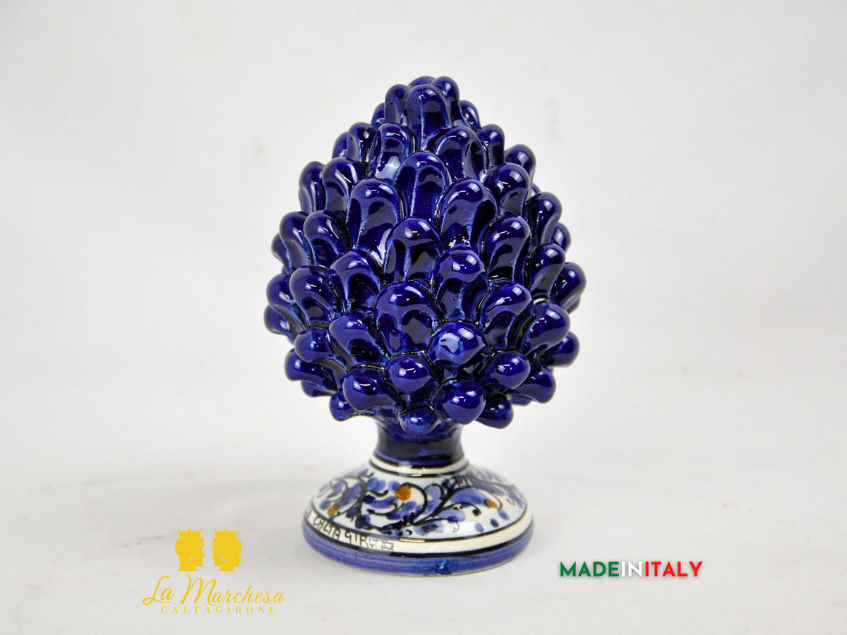 OUTLET - Pigna Siciliana in Ceramica di Caltagirone Blu Cobalto 17cm