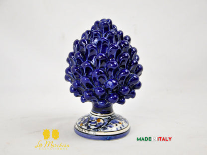 OUTLET - Pigna Siciliana in Ceramica di Caltagirone Blu Cobalto 17cm