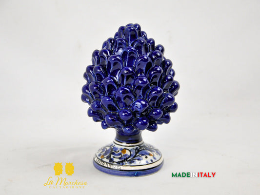 OUTLET - Pigna Siciliana in Ceramica di Caltagirone Blu Cobalto 17cm
