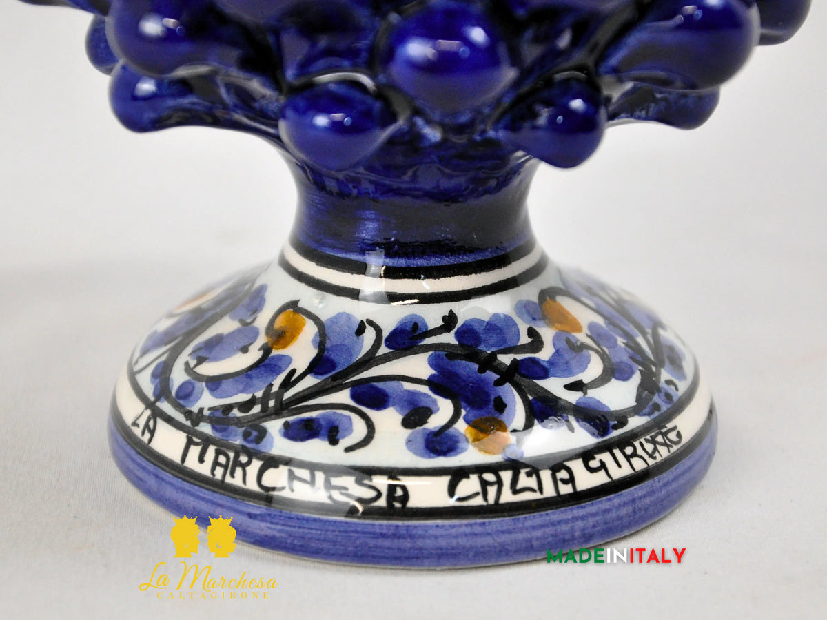 OUTLET - Pigna Siciliana in Ceramica di Caltagirone Blu Cobalto 17cm