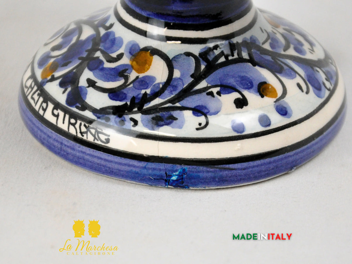 OUTLET - Pigna Siciliana in Ceramica di Caltagirone Blu Cobalto 17cm
