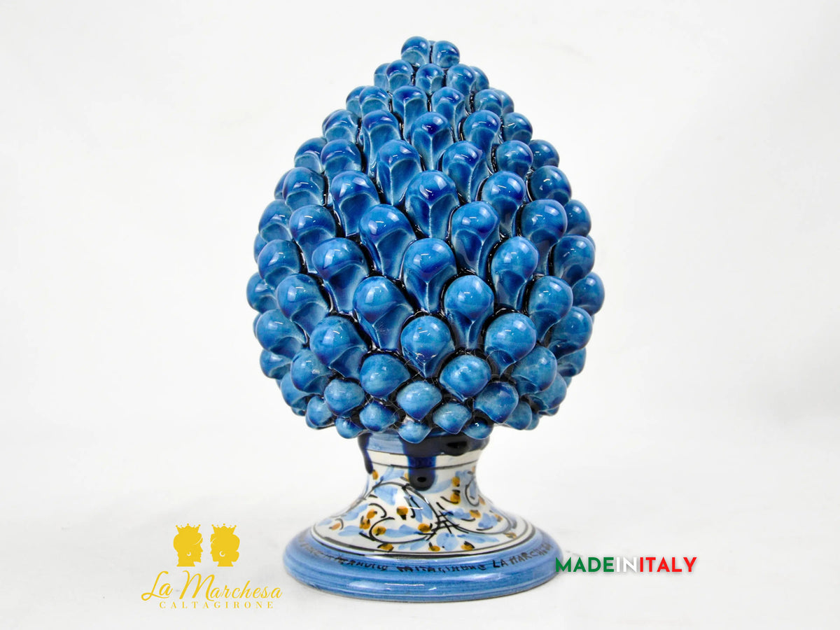 OUTLET - Pigna Siciliana in Ceramica di Caltagirone Blu Decorata 22cm