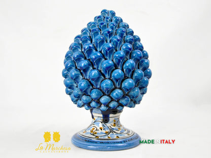 OUTLET - Pigna Siciliana in Ceramica di Caltagirone Blu Decorata 22cm