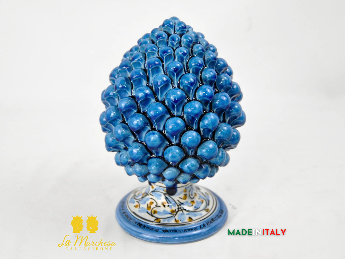 OUTLET - Pigna Siciliana in Ceramica di Caltagirone Blu Decorata 22cm