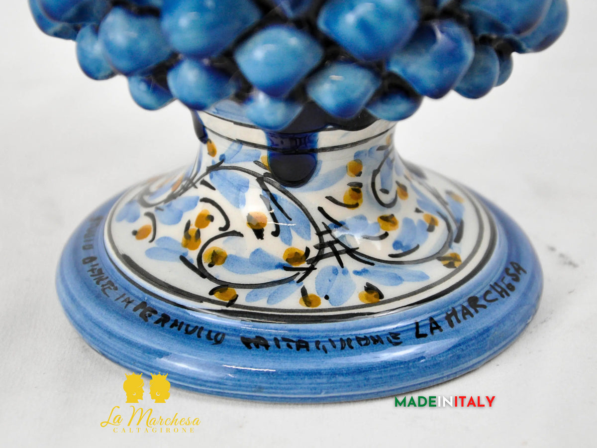 OUTLET - Pigna Siciliana in Ceramica di Caltagirone Blu Decorata 22cm
