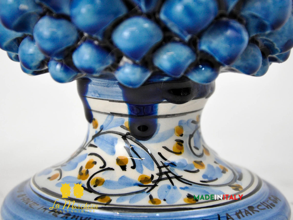 OUTLET - Pigna Siciliana in Ceramica di Caltagirone Blu Decorata 22cm