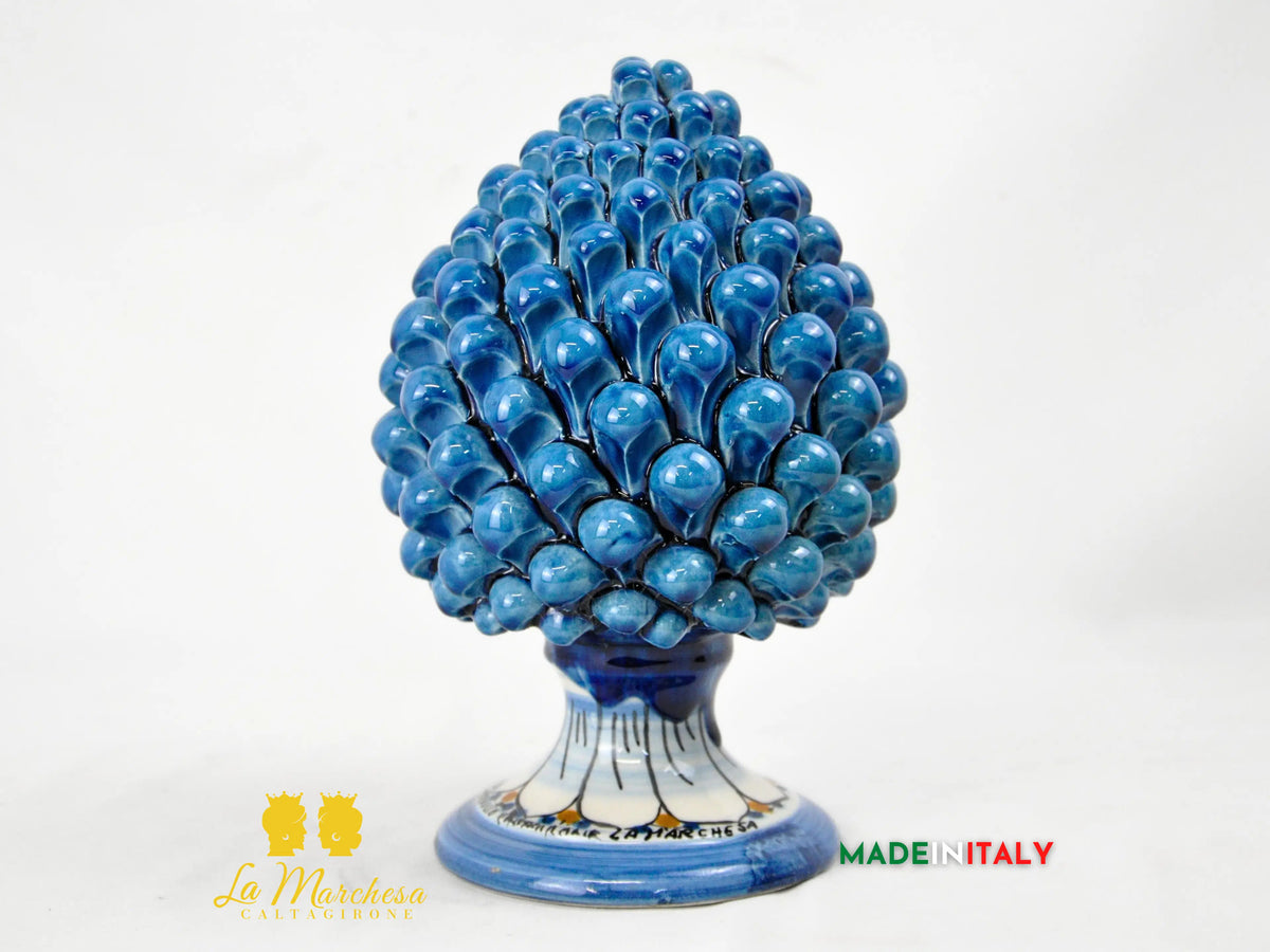OUTLET - Pigna Siciliana in Ceramica di Caltagirone Blu Decorata 22cm