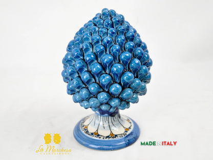 OUTLET - Pigna Siciliana in Ceramica di Caltagirone Blu Decorata 22cm