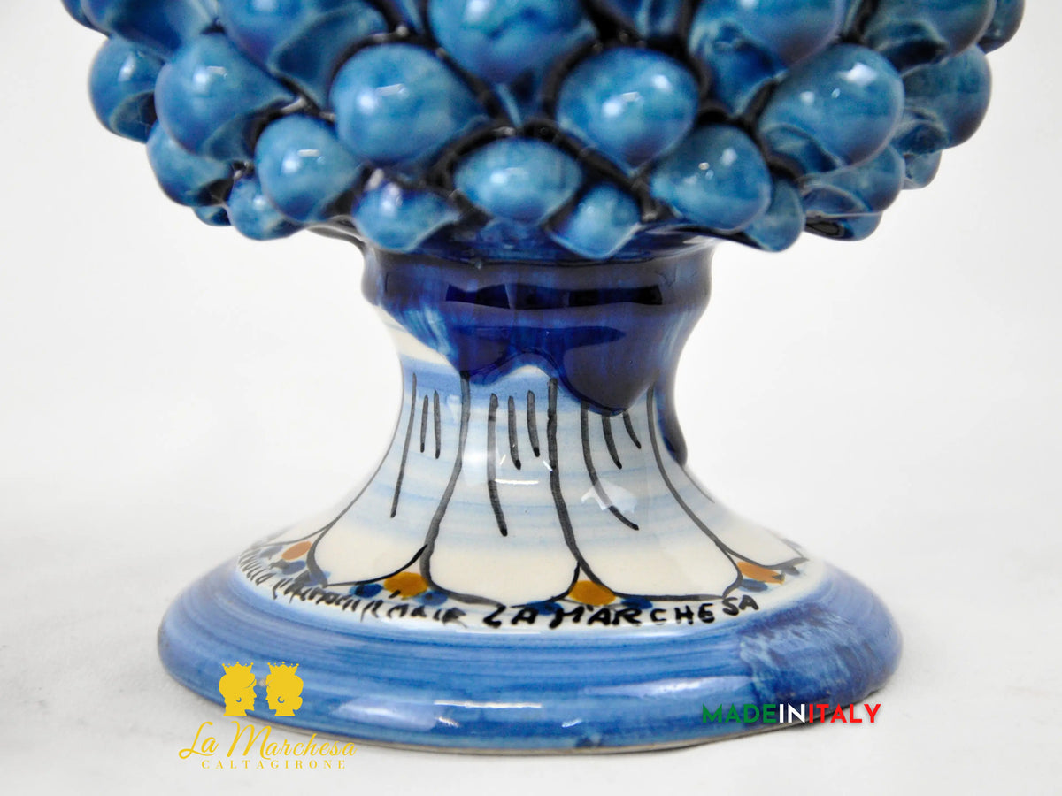 OUTLET - Pigna Siciliana in Ceramica di Caltagirone Blu Decorata 22cm