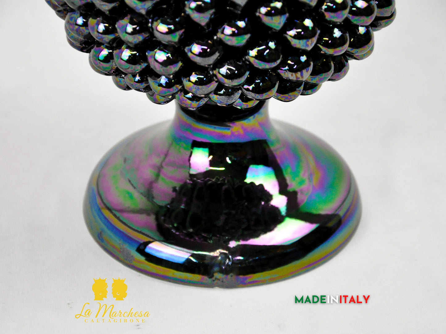 OUTLET - Pigna Siciliana in Ceramica di Caltagirone Madreperla Nero 31cm