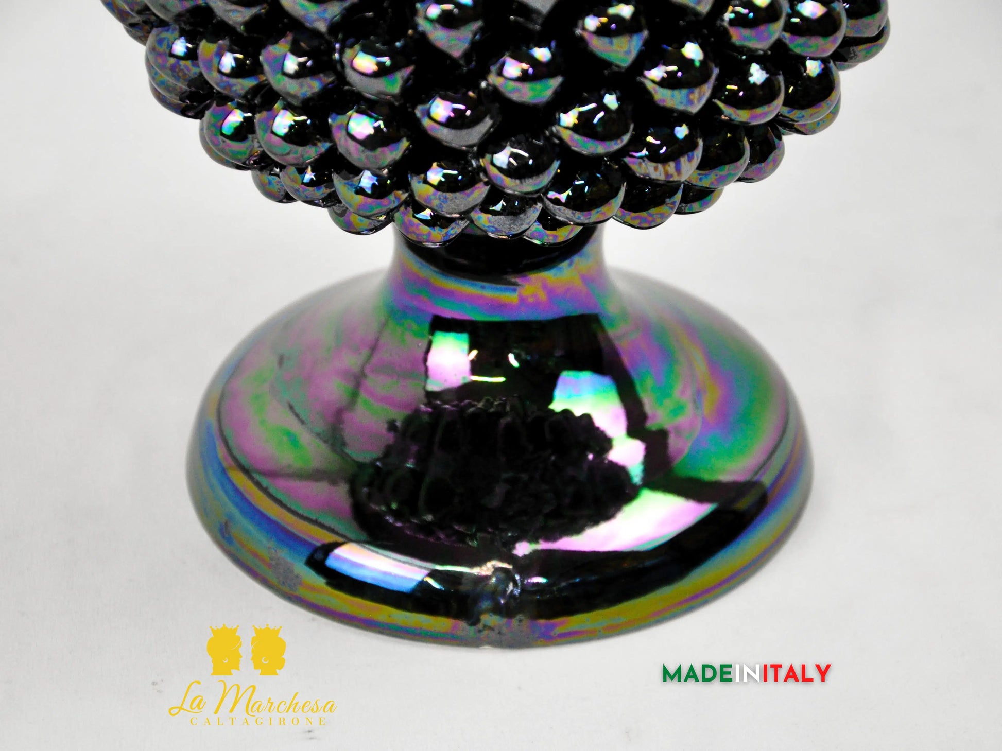 OUTLET - Pigna Siciliana in Ceramica di Caltagirone Madreperla Nero 31cm