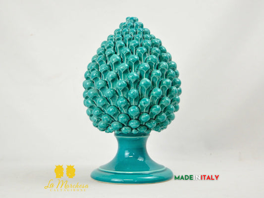 OUTLET - Pigna Siciliana in Ceramica di Caltagirone Monocolore Verde Rame 31cm