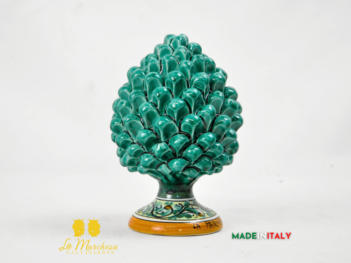 OUTLET - Pigna Siciliana in Ceramica di Caltagirone Verde Rame 17cm