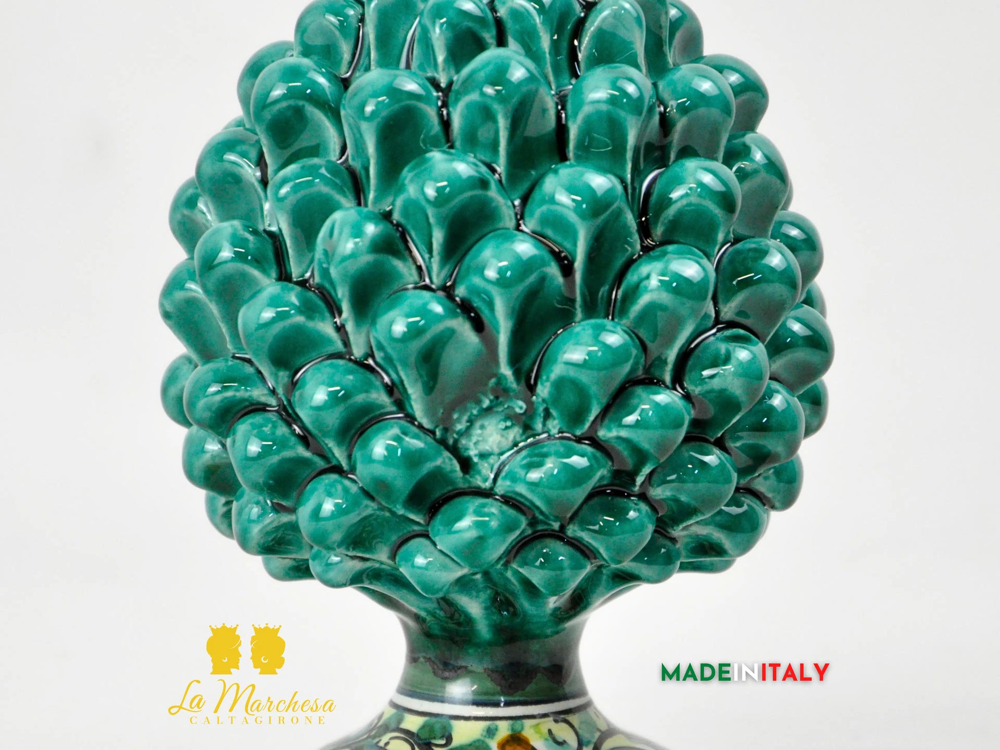 OUTLET - Pigna Siciliana in Ceramica di Caltagirone Verde Rame 17cm