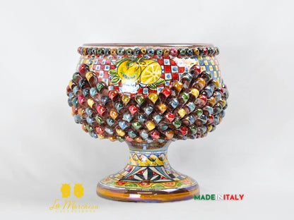 OUTLET Portavaso Mezza Pigna Sagomato Madreperla in Ceramica di Caltagirone 31cm