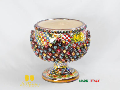 OUTLET Portavaso Mezza Pigna Sagomato Madreperla in Ceramica di Caltagirone 31cm