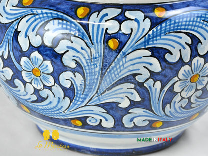 Outlet - Porta Pianta Barocco Blu in Ceramica di Caltagirone