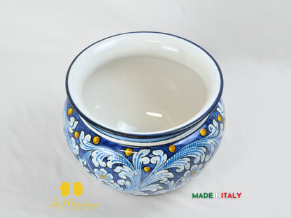 Outlet - Porta Pianta Barocco Blu in Ceramica di Caltagirone
