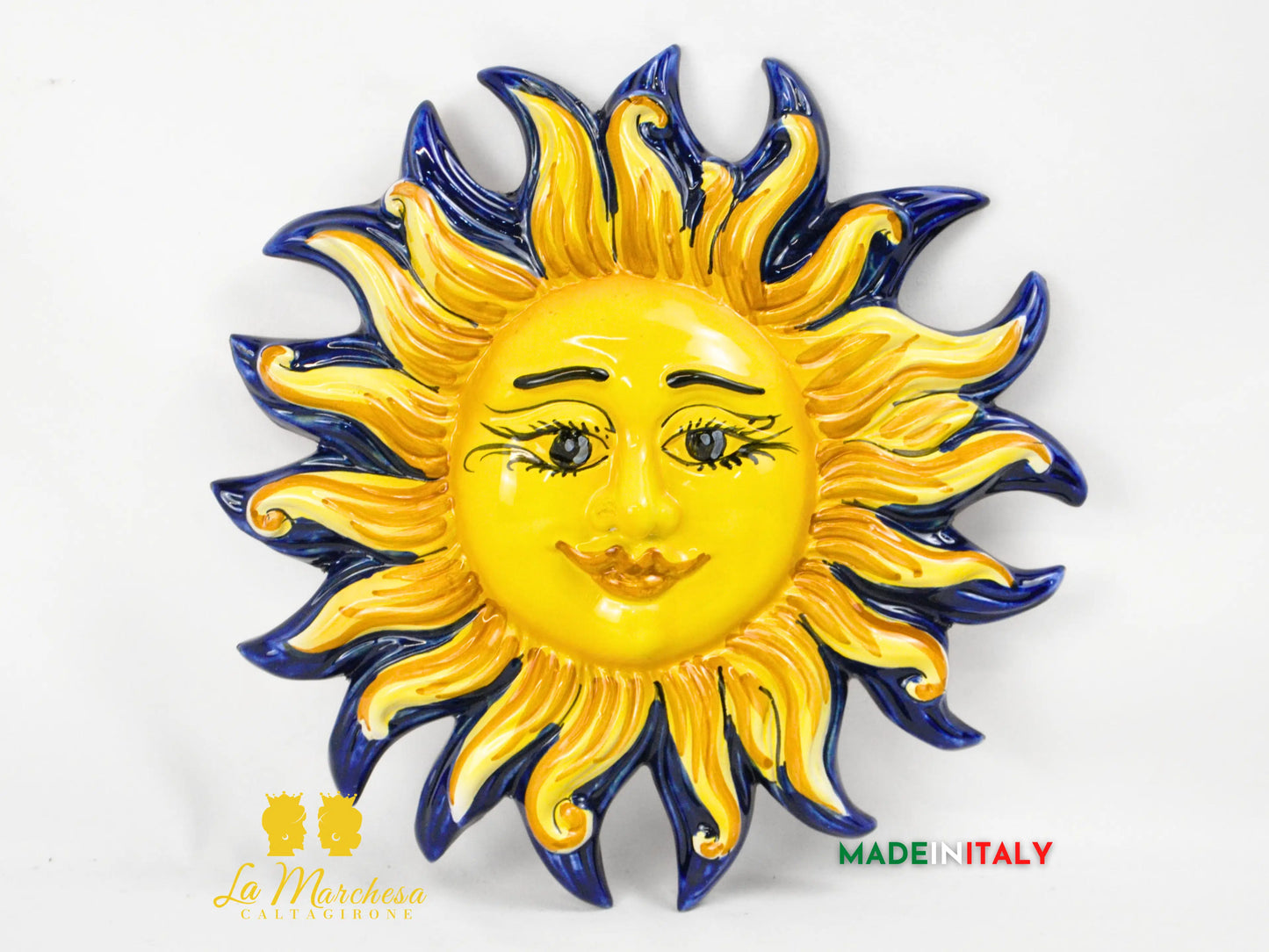 OUTLET - Sole Blu Cobalto in Ceramica di Caltagirone 30cm