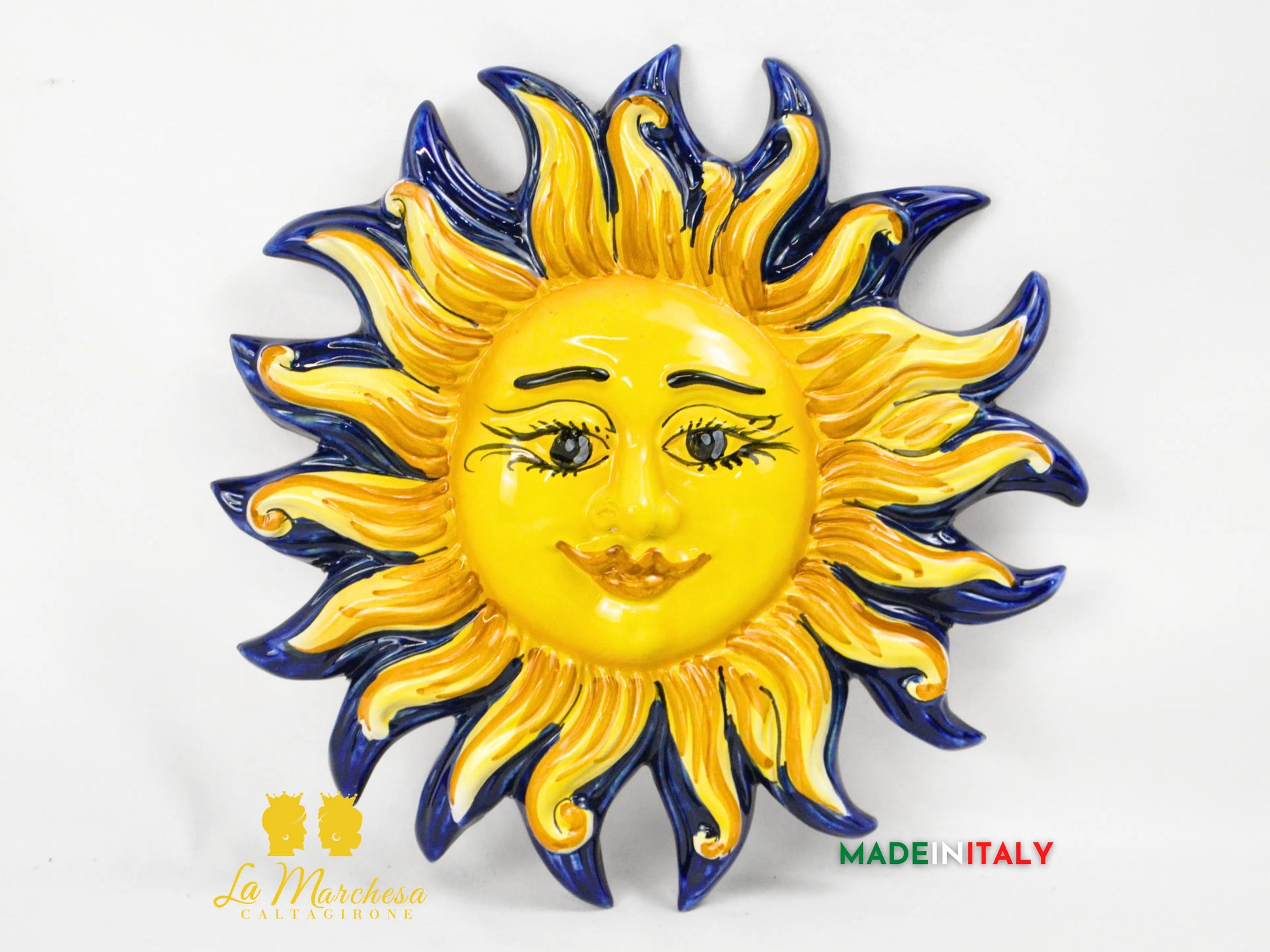 OUTLET - Sole Blu Cobalto in Ceramica di Caltagirone 30cm