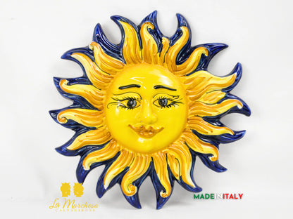 OUTLET - Sole Blu Cobalto in Ceramica di Caltagirone 30cm