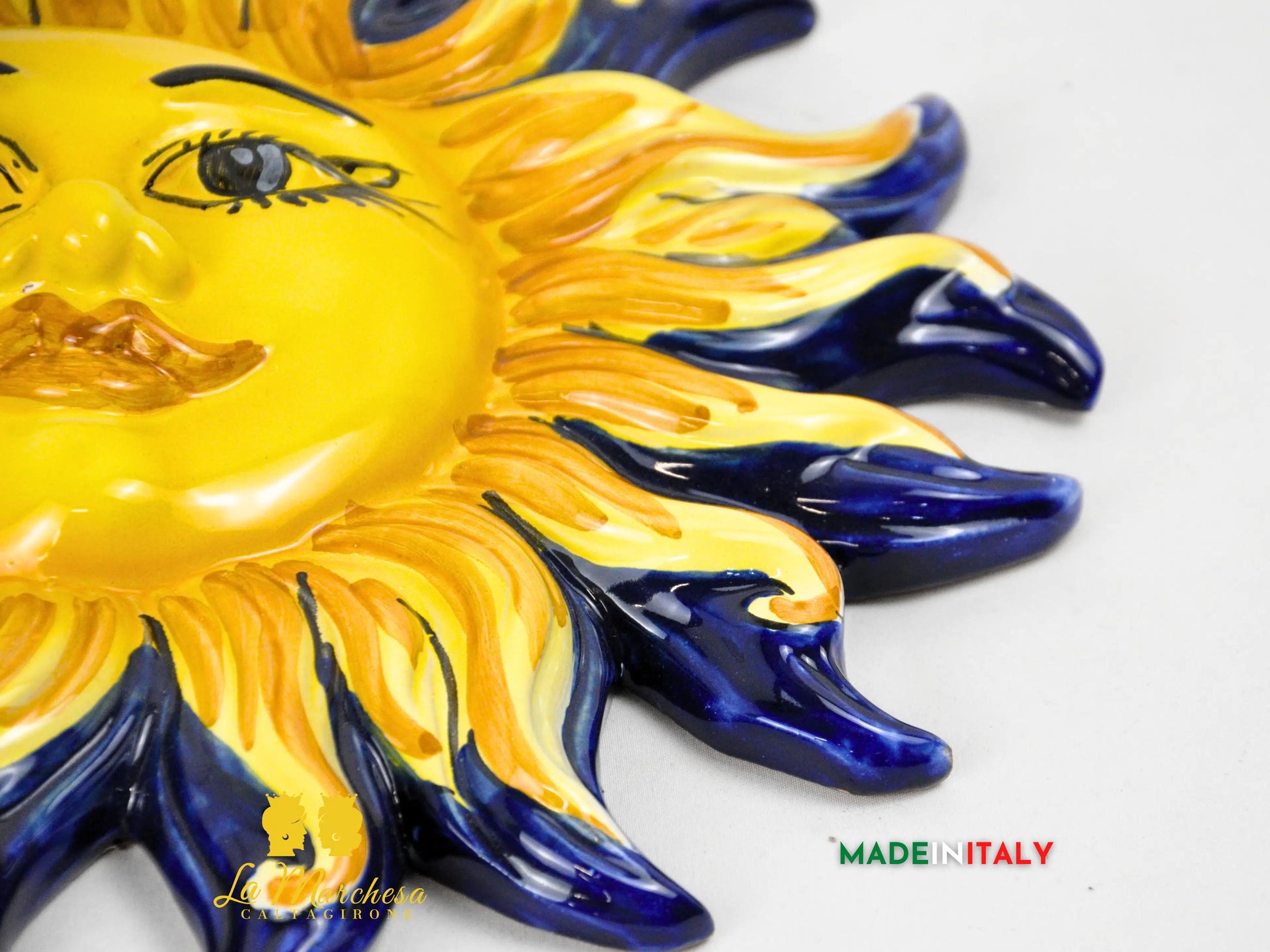 OUTLET - Sole Blu Cobalto in Ceramica di Caltagirone 30cm