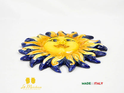 OUTLET - Sole Blu Cobalto in Ceramica di Caltagirone 30cm