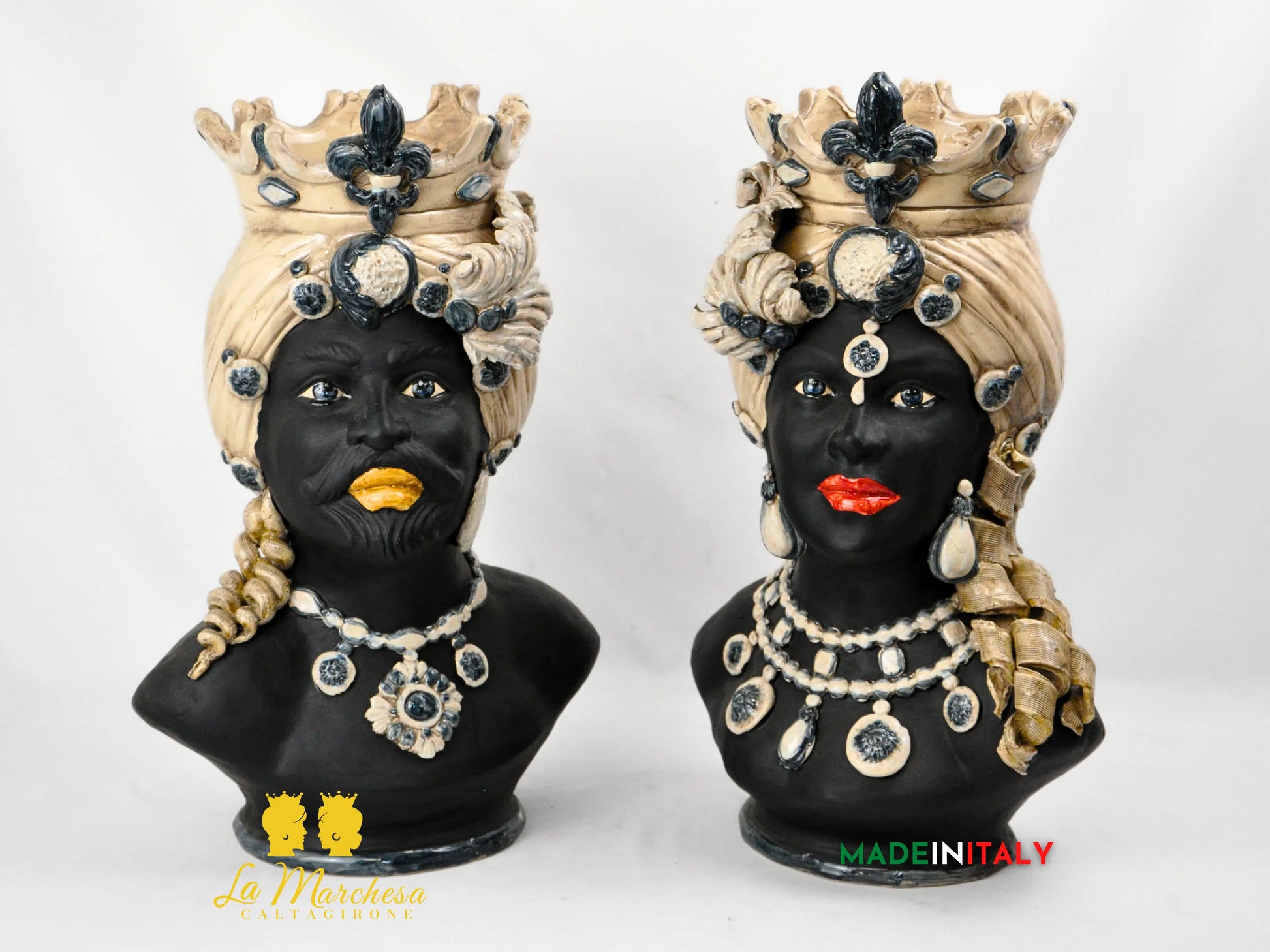 OUTLET - Testa di Moro Busto Nero Satinato in Ceramica di Caltagirone