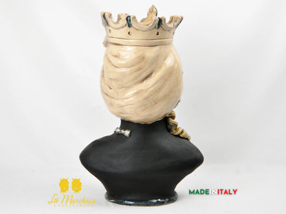 OUTLET - Testa di Moro Busto Nero Satinato in Ceramica di Caltagirone