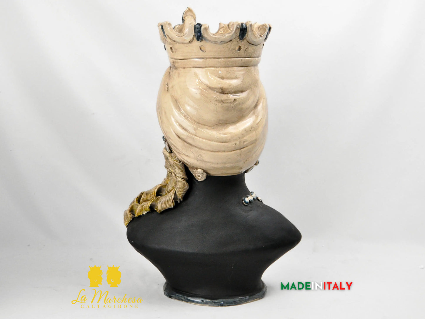 OUTLET - Testa di Moro Busto Nero Satinato in Ceramica di Caltagirone