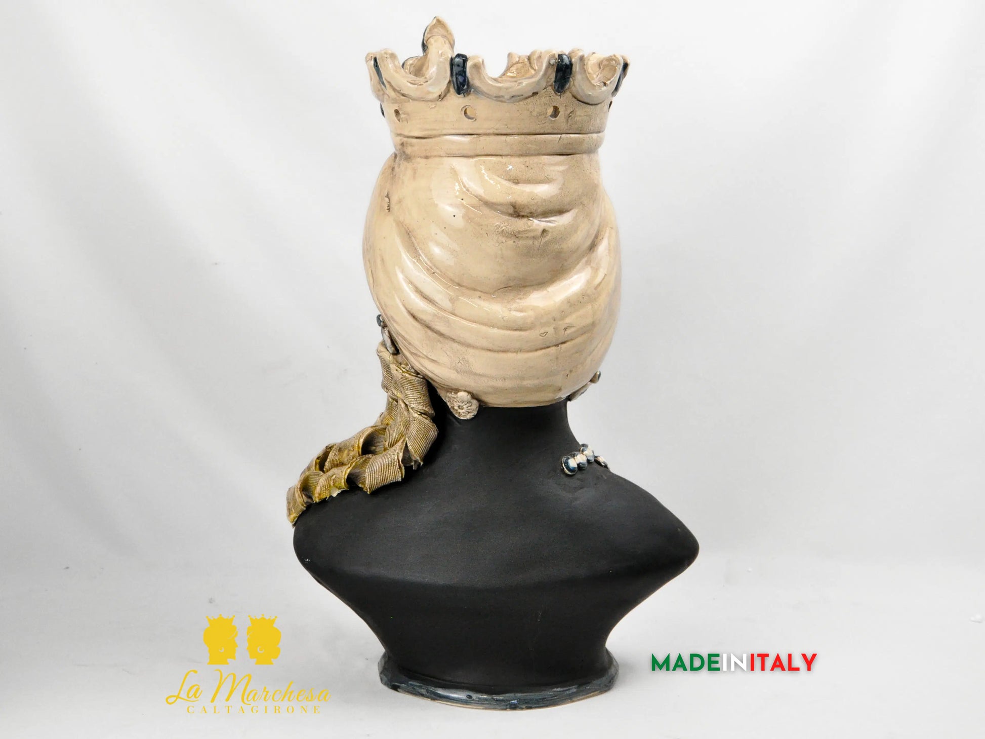OUTLET - Testa di Moro Busto Nero Satinato in Ceramica di Caltagirone