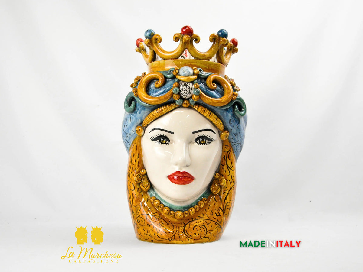 OUTLET - Testa di Moro Donna in Ceramica di Caltagirone 37cm