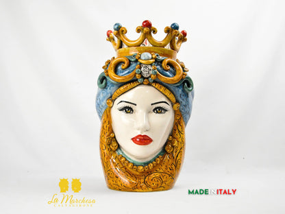 OUTLET - Testa di Moro Donna in Ceramica di Caltagirone 37cm
