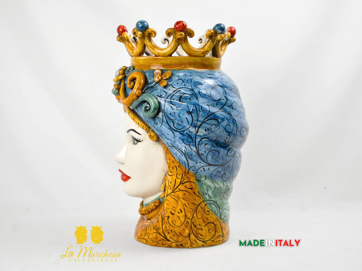 OUTLET - Testa di Moro Donna in Ceramica di Caltagirone 37cm