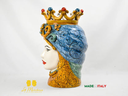 OUTLET - Testa di Moro Donna in Ceramica di Caltagirone 37cm