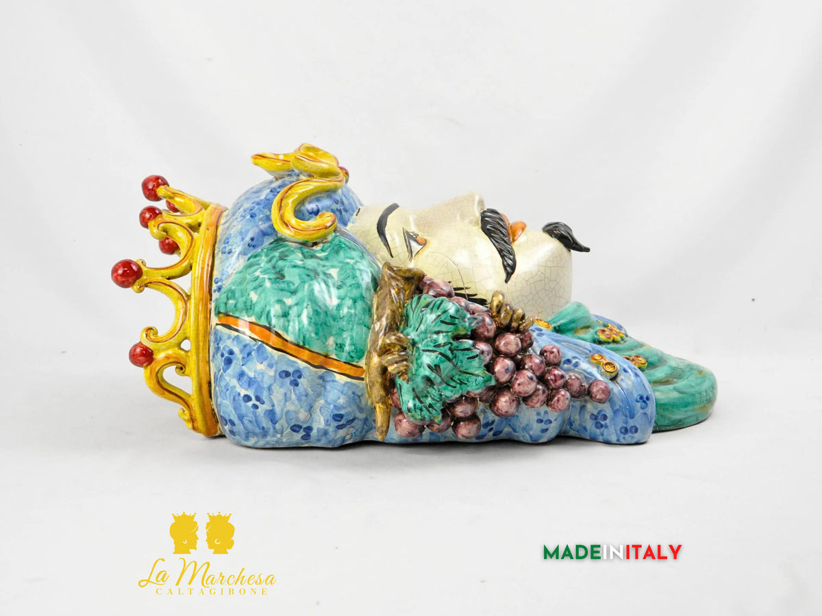 OUTLET - Testa di Moro in Ceramica di Caltagirone da Parete Craquelé 46cm