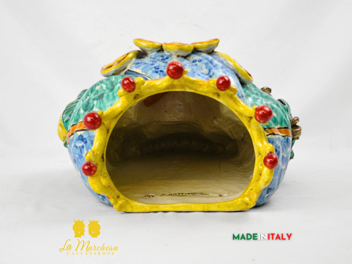 OUTLET - Testa di Moro in Ceramica di Caltagirone da Parete Craquelé 46cm
