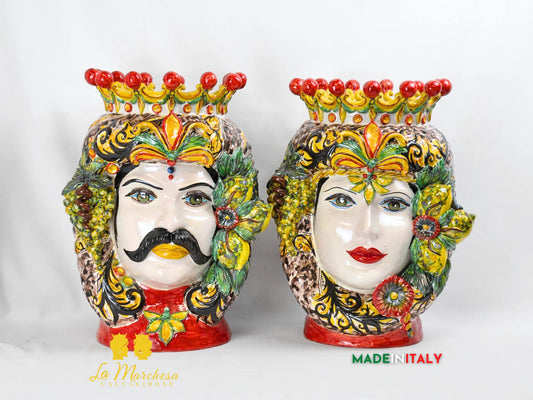 OUTLET Teste di Moro Taormina Frutta in Ceramica di Caltagirone 46cm