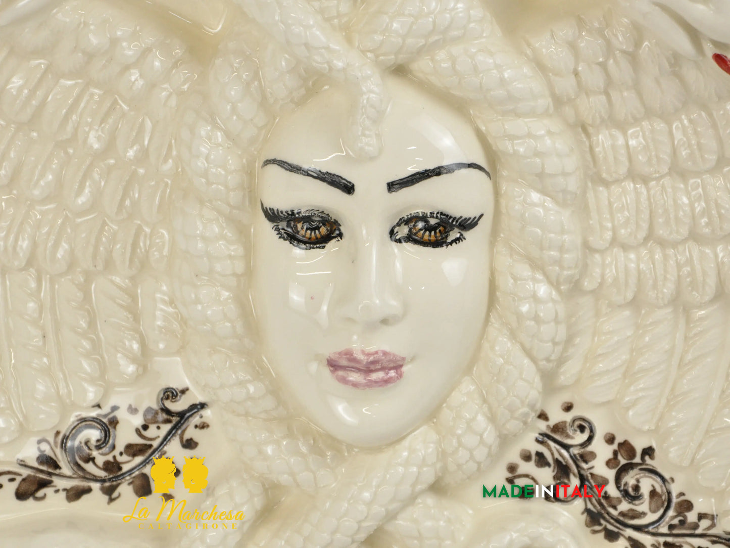 OUTLET - Trinacria in Ceramica Caltagirone Ornato Simbolo Sicilia 60cm