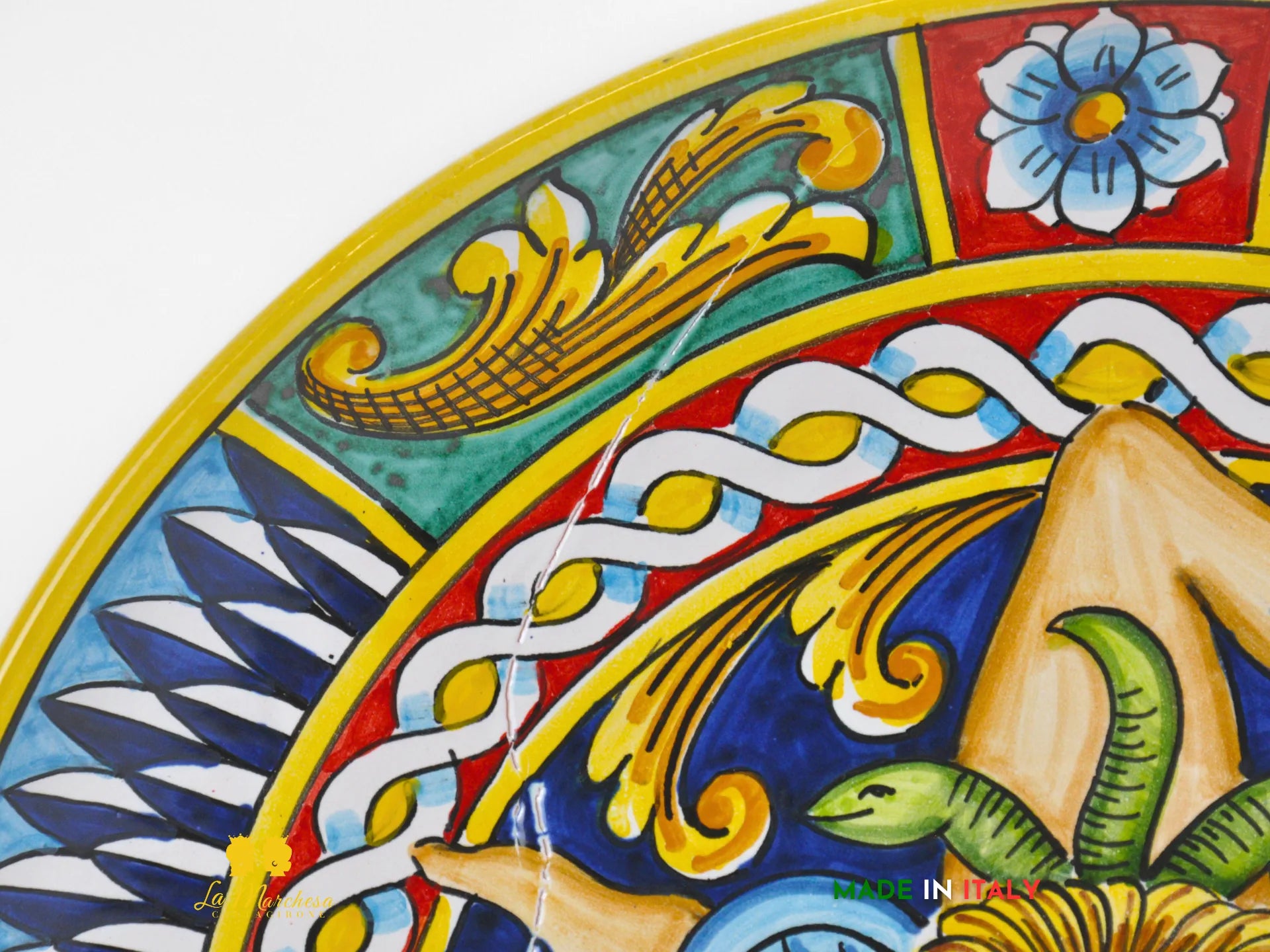 OUTLET Piatto in Ceramica di Caltagirone Trinacria Carretto 37cm