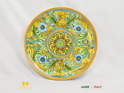 OUTLET Piatto in Ceramica di Caltagirone rotondo ornato fiore 32cm