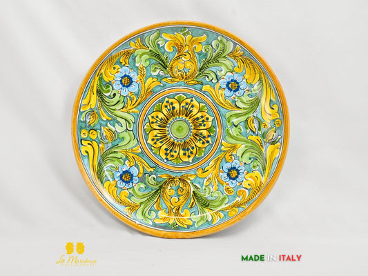 OUTLET Piatto in Ceramica di Caltagirone rotondo ornato fiore 32cm