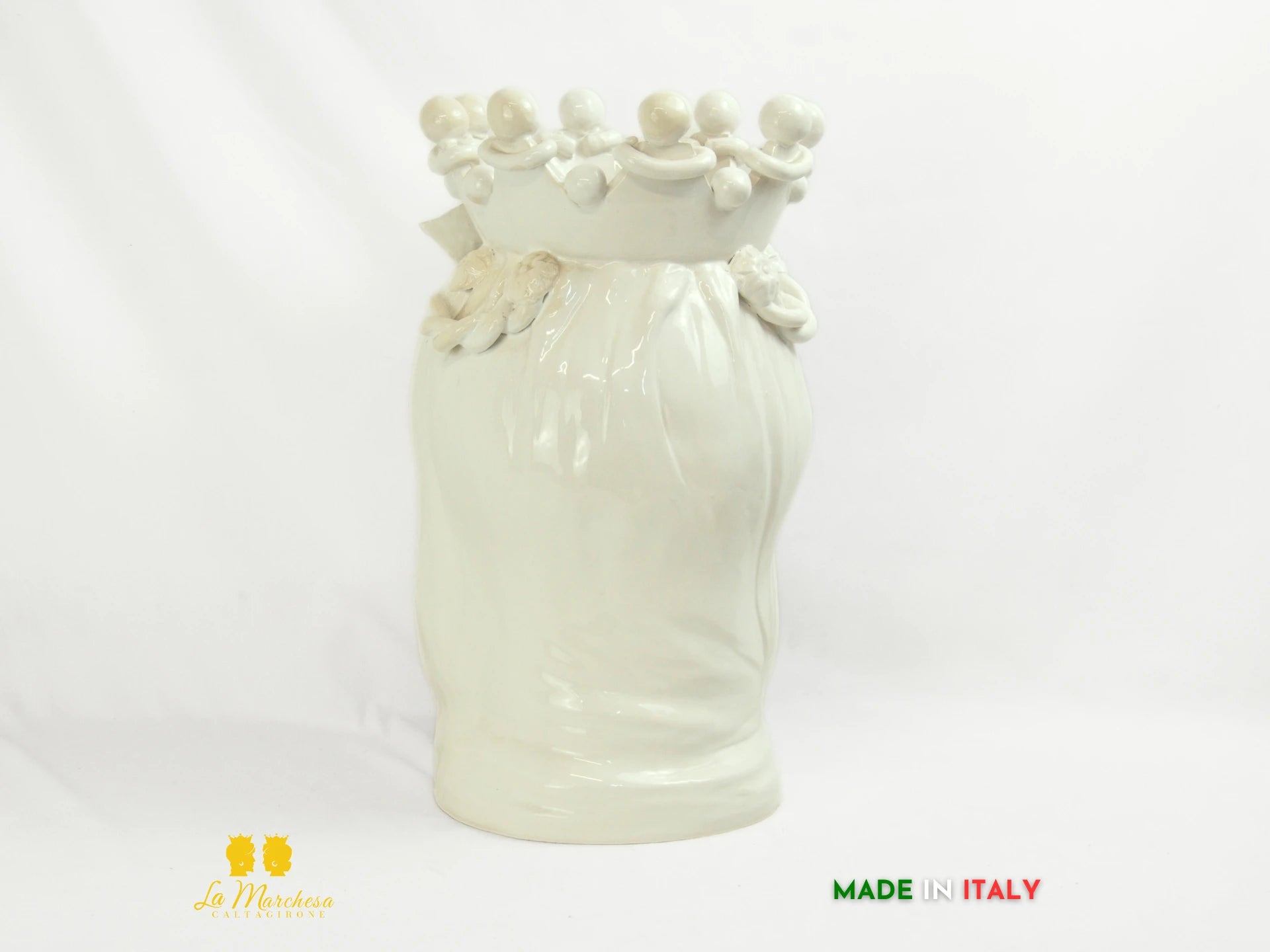 OUTLET Testa di Moro in ceramica Caltagirone barocco bianco H45