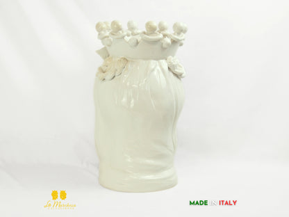 OUTLET Testa di Moro in ceramica Caltagirone barocco bianco H45