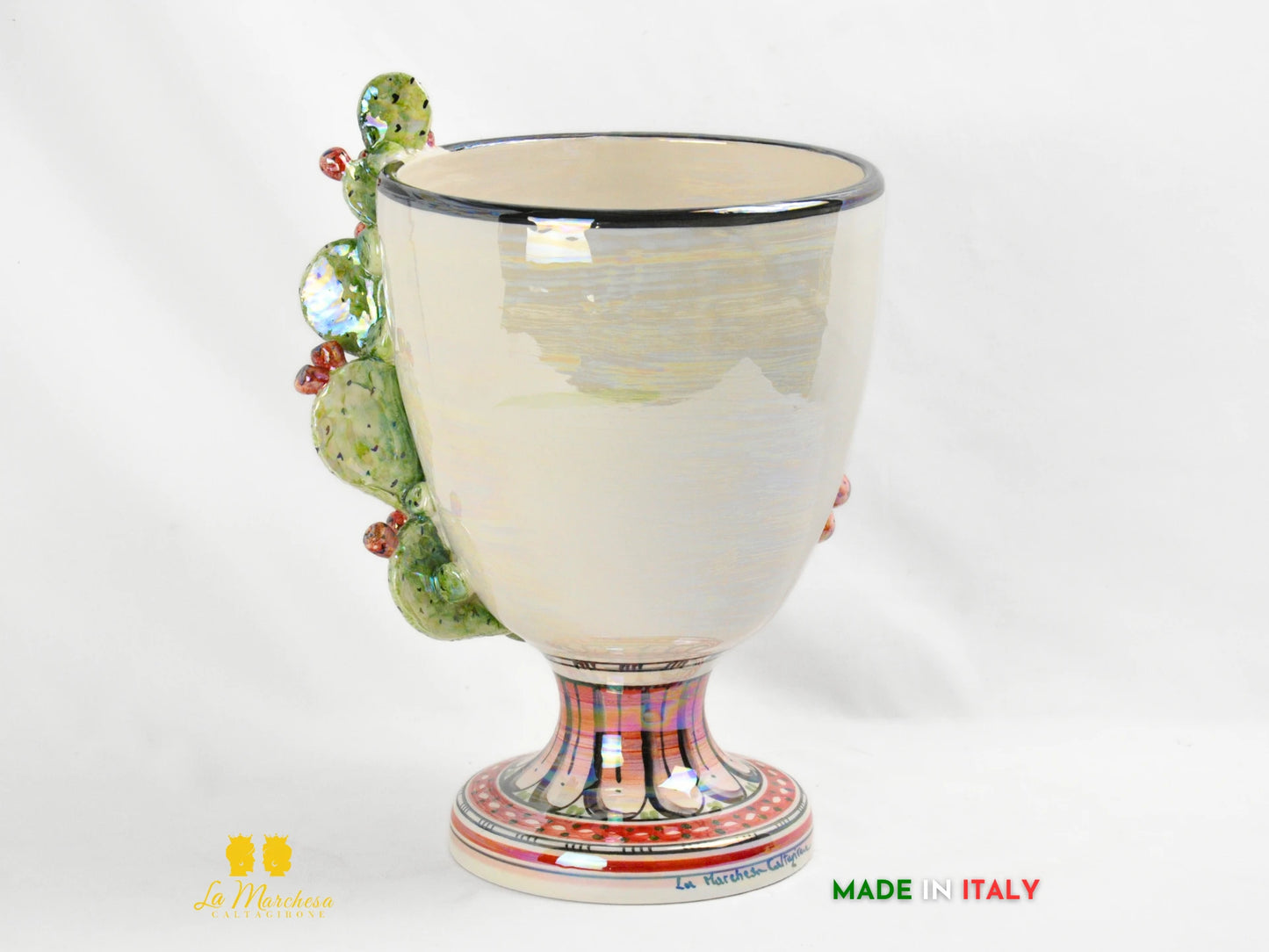OUTLET Vaso in Ceramica di Caltagirone Design Volto Madreperla